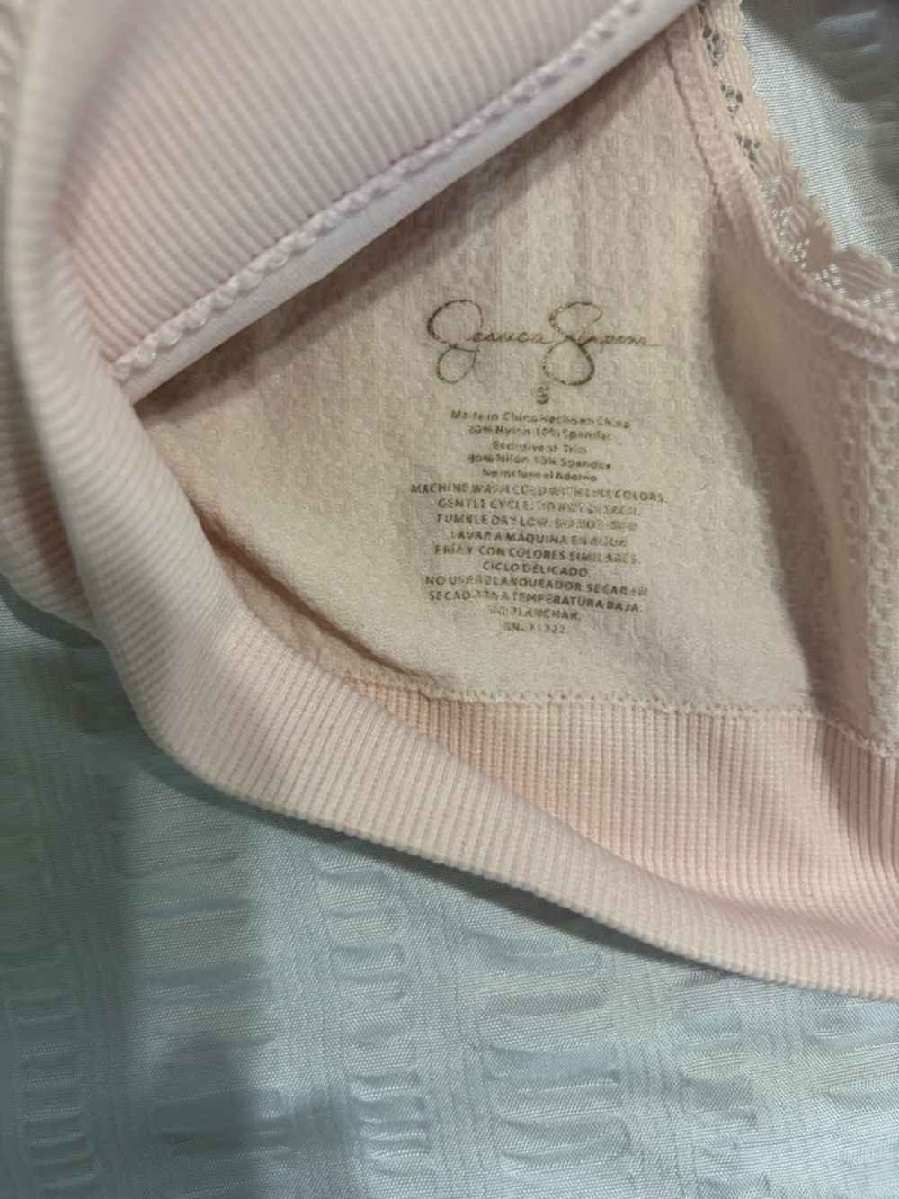 Jessica Simpson Sz S Ribbed PaddedBralettes in Blush and Black w heart lacing - Picture 10 of 10